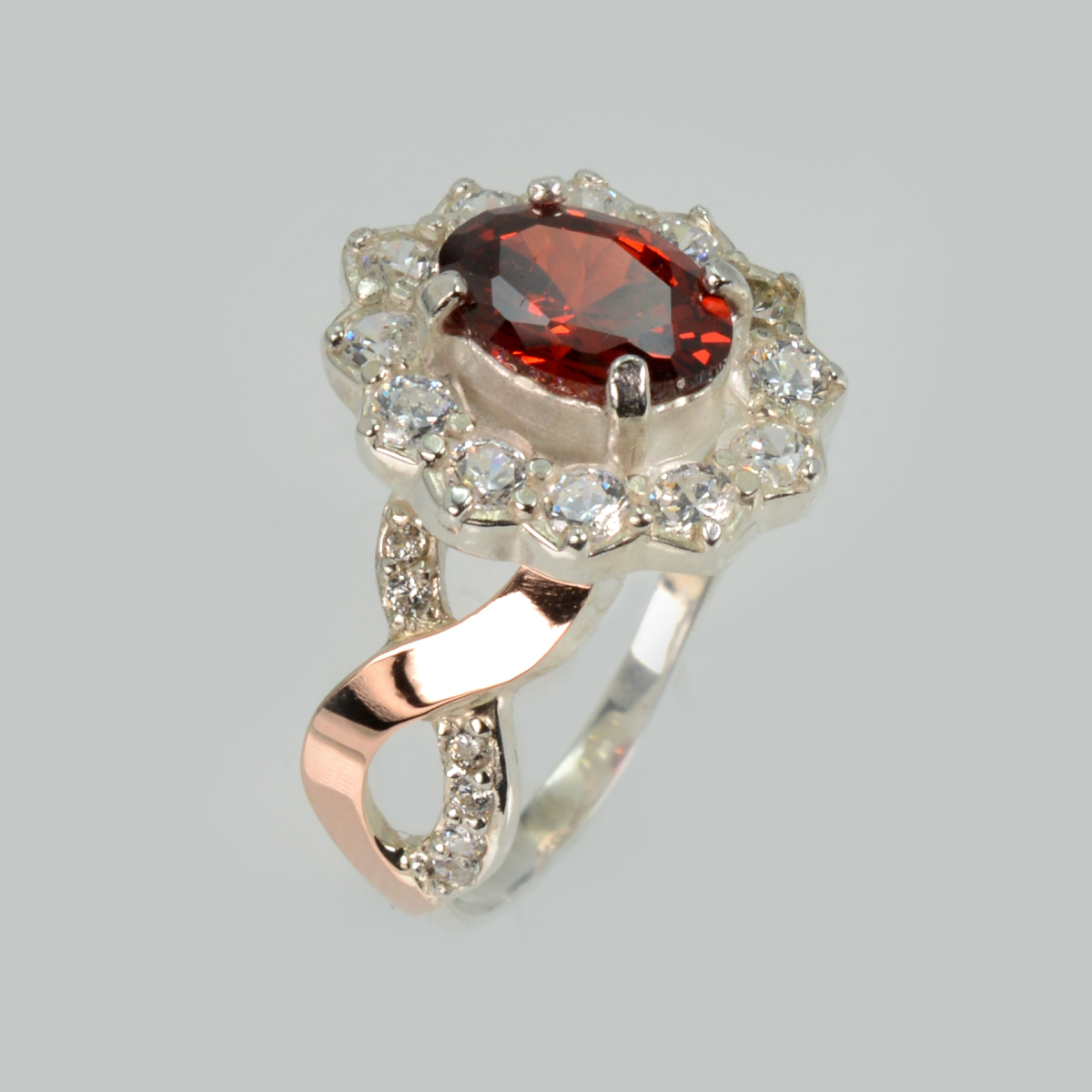 Срібна каблучка з золотими вставками (071к)