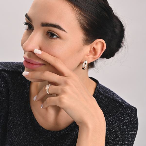 Серебряный набор с золотыми пластинами (073)