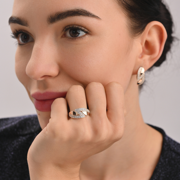 Серебряный набор с золотыми пластинами (073)