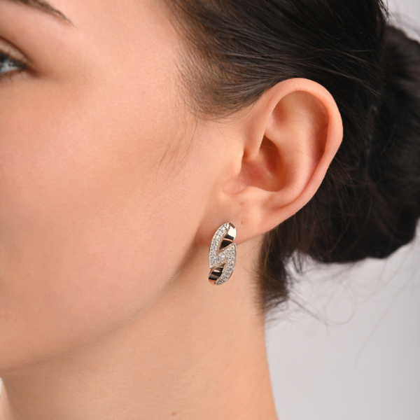 Серебряные серьги  с пластинами из золота (073с)