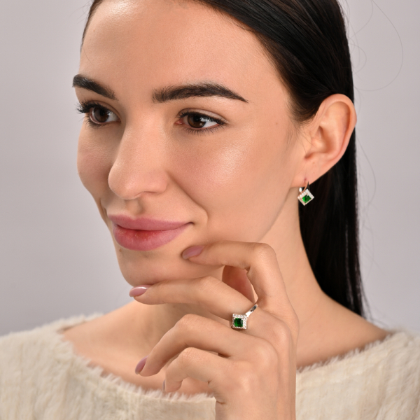 Серебряные серьги с золотыми напайками (074с)