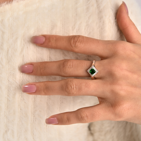 Серебряный комплект с золотыми вставками (074)