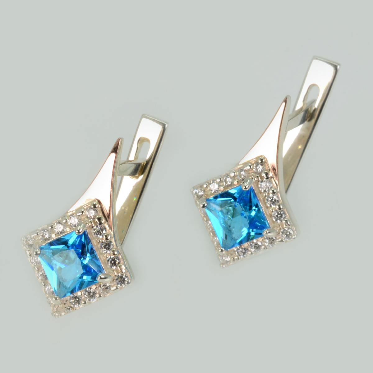 Серебряные серьги с золотыми напайками (074с)