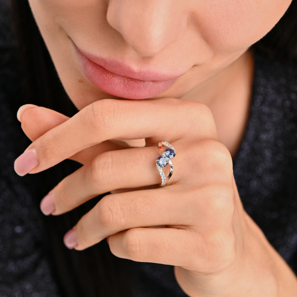 Кольцо серебряное 925 пробы и золота 375 пробы (076к)