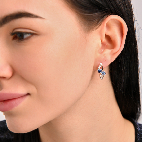 Серьги серебряные 925 пробы и золота 375 пробы (076с)