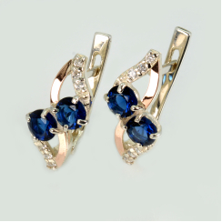 Серьги серебряные 925 пробы и золота 375 пробы