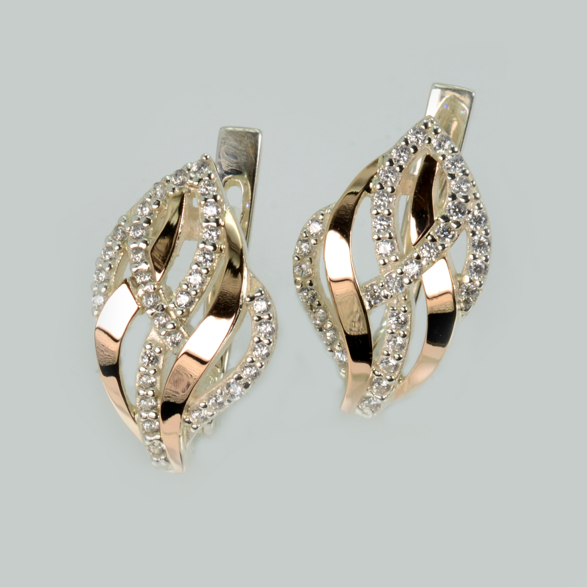 Серьги из серебра и золотыми пластинами (077с)