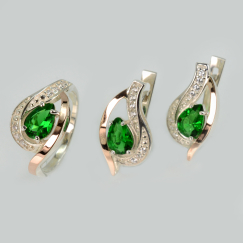 Гарнитур из серебра с золотыми накладками