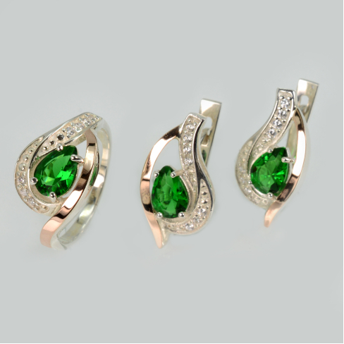 Гарнітур із срібла з золотими накладками