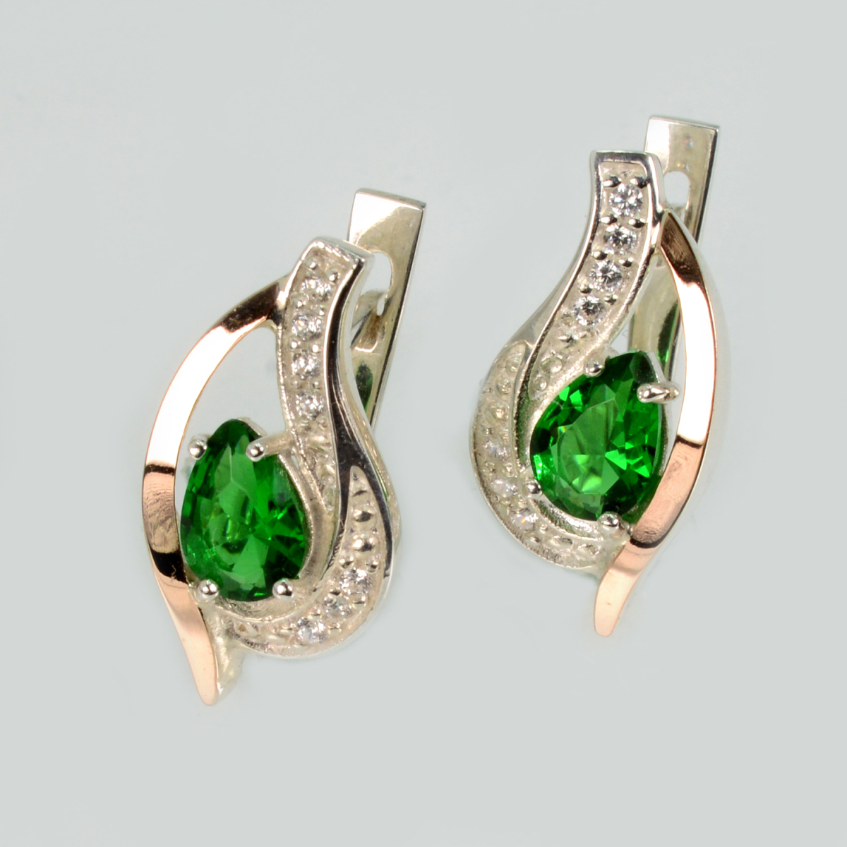 Серебряные серьги с элементами золота (078с)