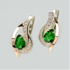 Серебряные серьги с элементами золота