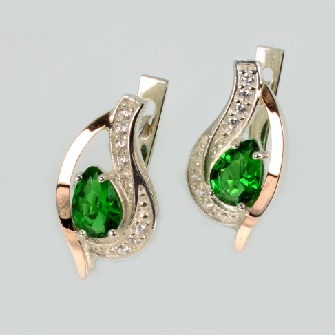 Срібні сережки з елементами золота