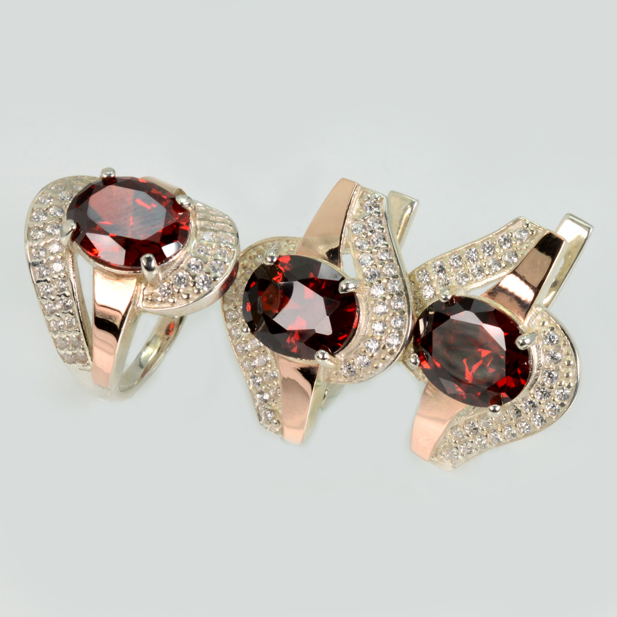 Набір срібний з золотими накладками (079)