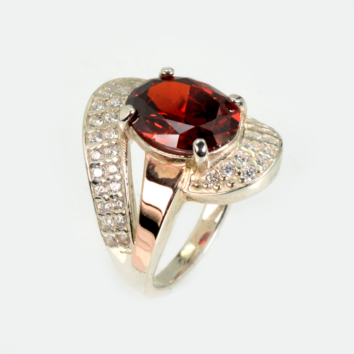 Кольцо серебряное с золотыми накладками (079к)