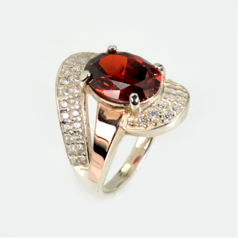 Кольцо серебряное с золотыми накладками