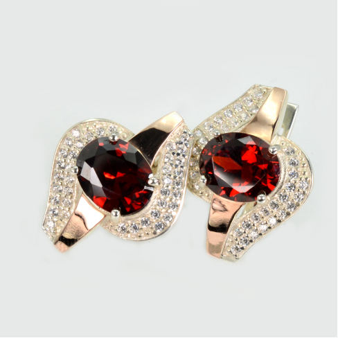 Сережки срібні з золотими накладками