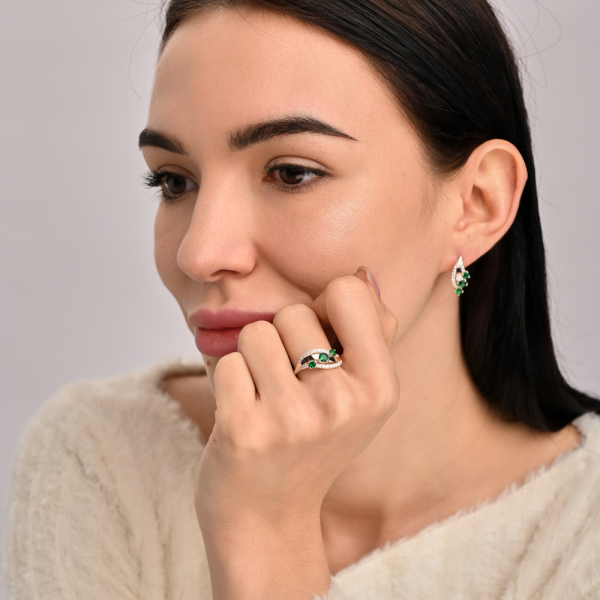 Серьги из серебра с золотом (080с)