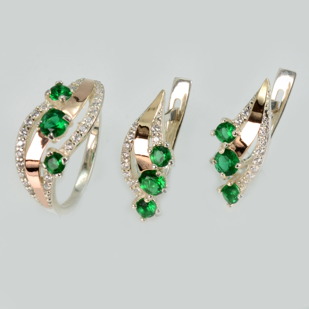 Гарнітур із срібла з золотом (080)