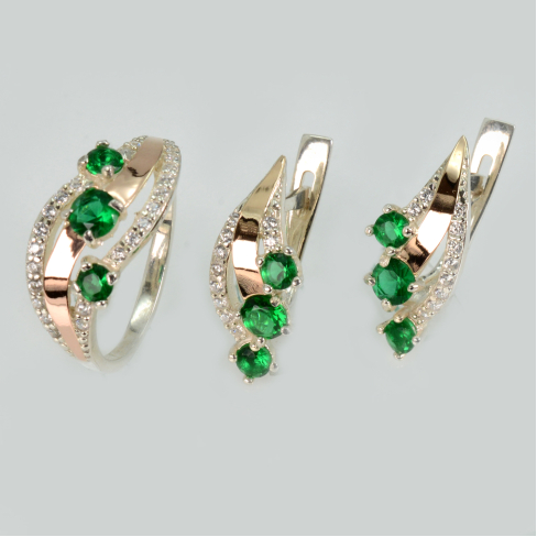 Гарнитур из серебра с золотом