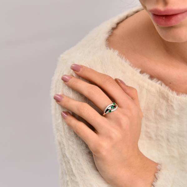 Гарнитур из серебра с золотом (080)