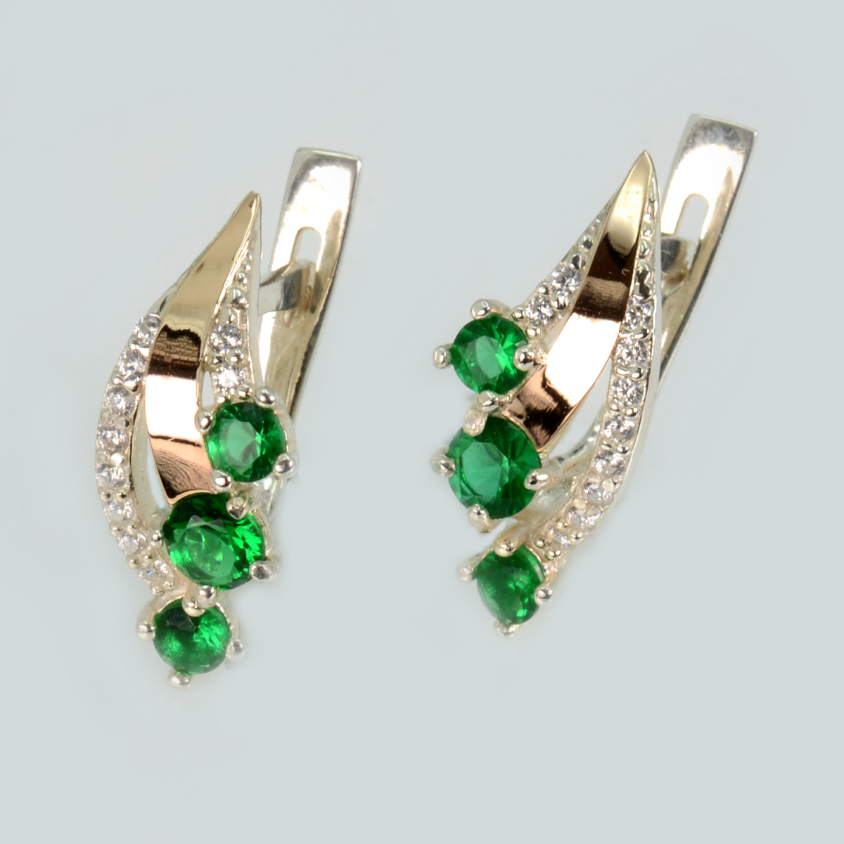 Серьги из серебра с золотом (080с)