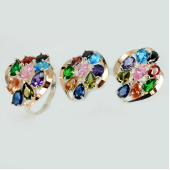 Набор серебряный с золотыми вставками