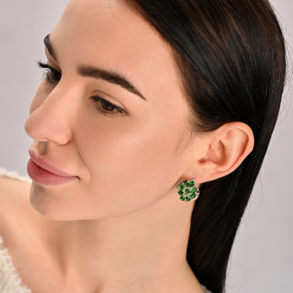 Набор серебряный с золотыми вставками (082)