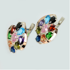 Серьги серебряные с золотыми вставками