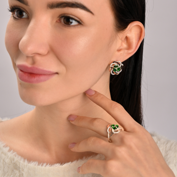 Сережки срібні з золотими напайками (пластинами) (083с)