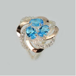 Кольцо из серебра с золотыми напайками