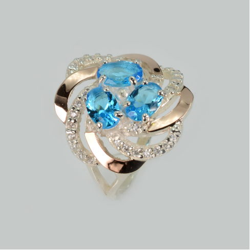 Кольцо из серебра с золотыми напайками