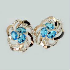 Серьги серебряные с золотыми напайками