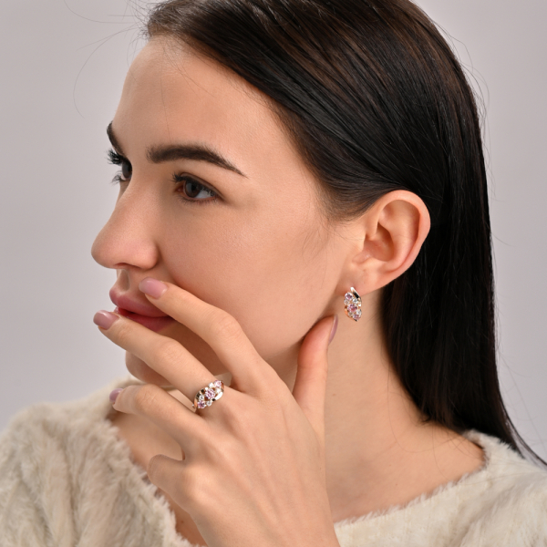 Комплект серебряный с золотыми вставками(пластинами) (085)