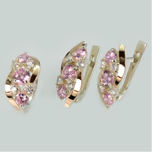 Комплект серебряный с золотыми вставками