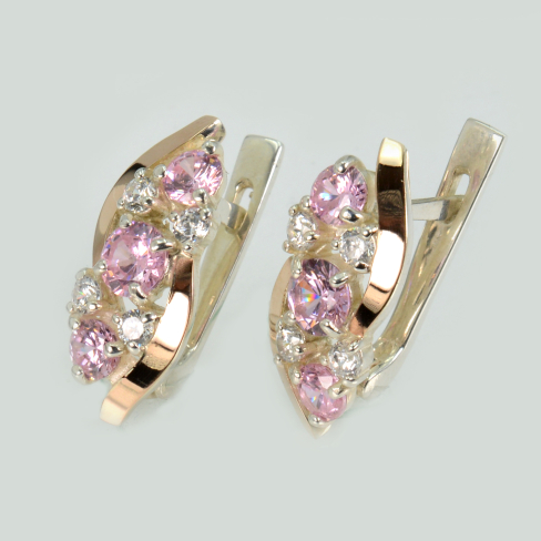 Сережки срібні з золотими вставками