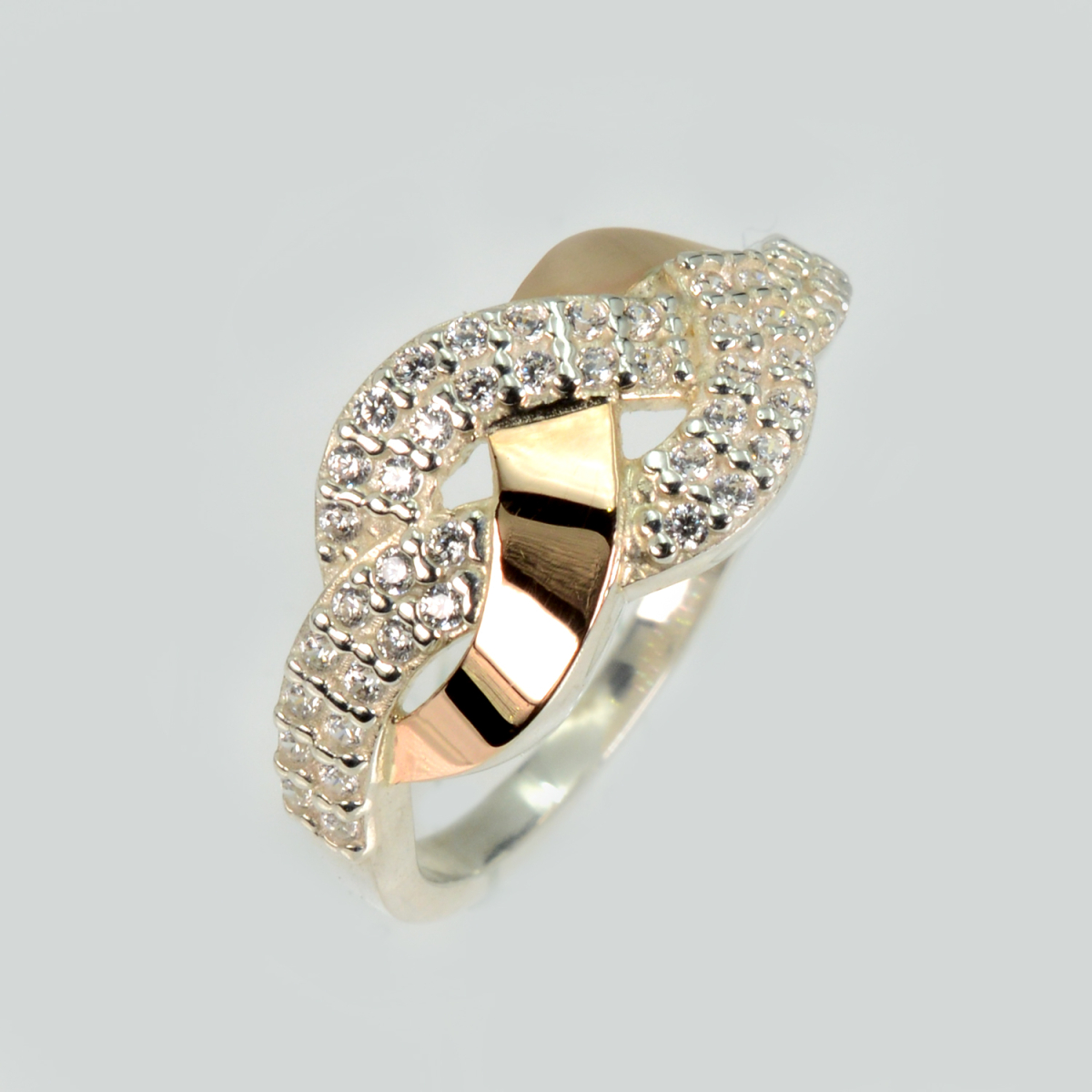 Кольцо серебряное с золотыми напайками (086к)