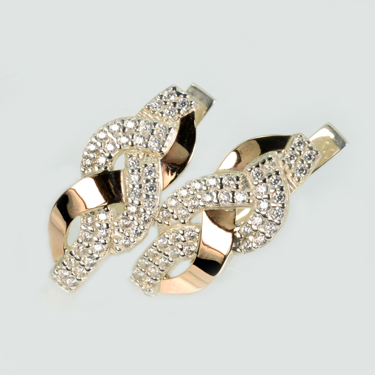 Серьги серебряные с золотыми напайками (086с)