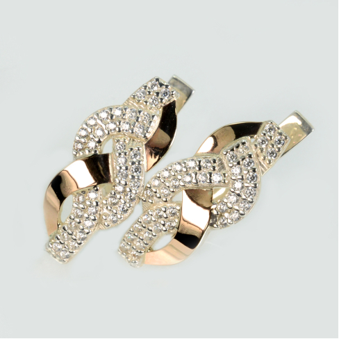 Серьги серебряные с золотыми напайками