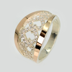 Кольцо серебро с золотом