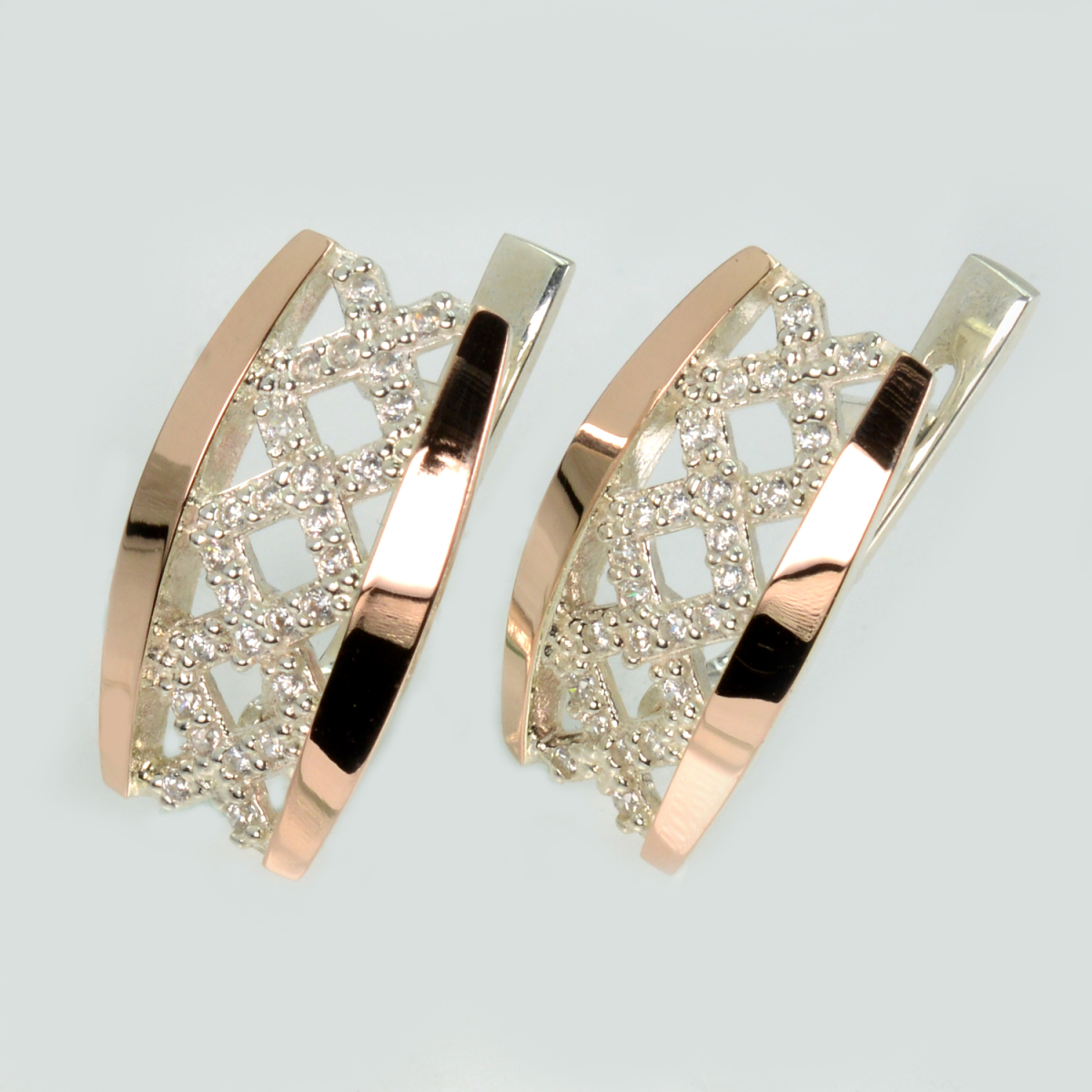 Серьги серебро с золотом (087с)