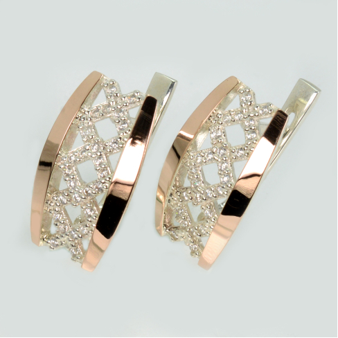 Серьги серебро с золотом