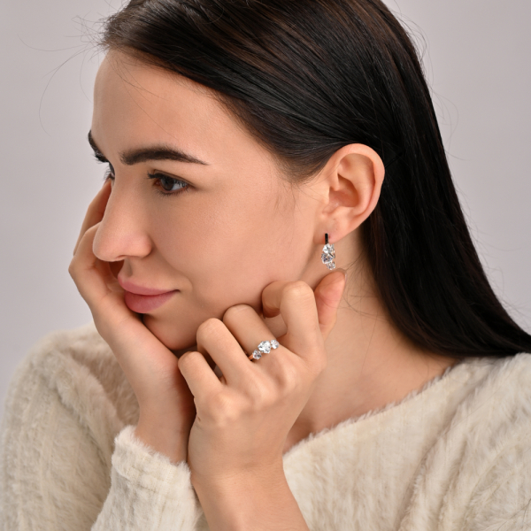 Серебряный гарнитур с золотыми вставками(пластинами) (088)