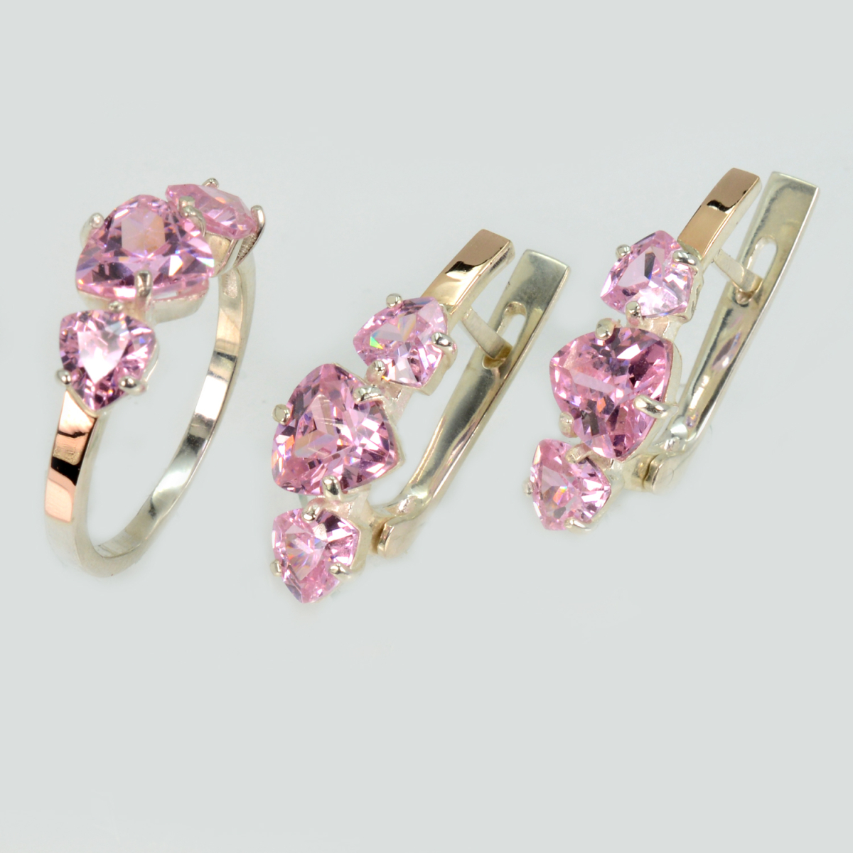 Серебряный гарнитур с золотыми вставками (088)