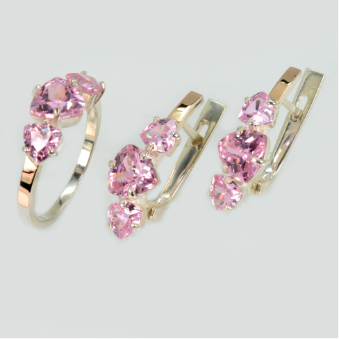 Серебряный гарнитур с золотыми вставками