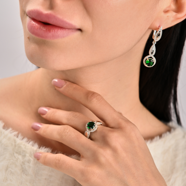 Серебряный комплект с золотыми пластинками (089)