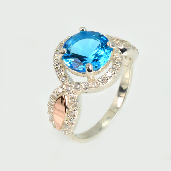 Серебряное кольцо с золотыми пластинками (089к)