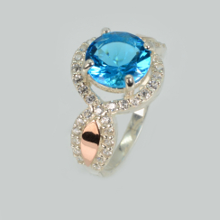 Срібна каблучка з золотими пластинками