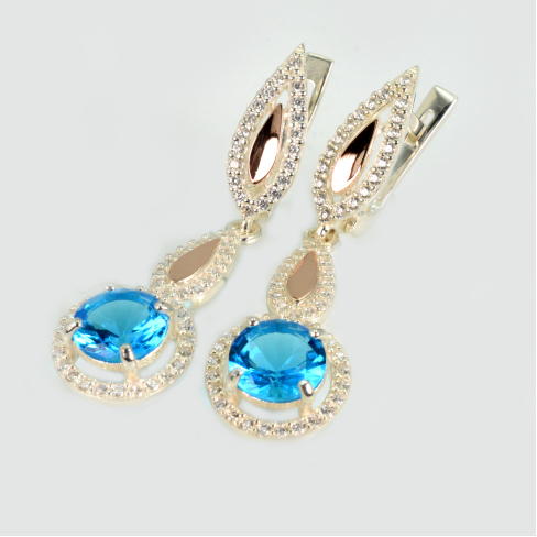 Серебряные серьги с золотыми пластинками