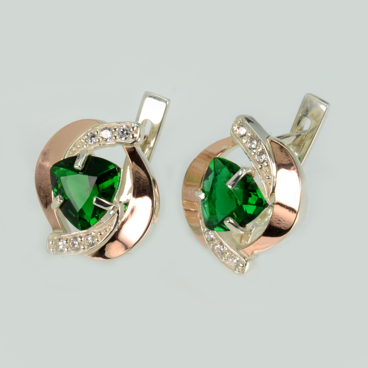 Серебряные серьги с накладками золота (091с)