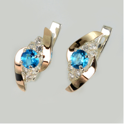 Серьги серебряные  с вставками из золота